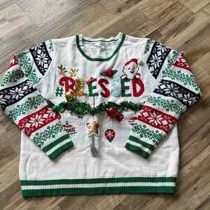 Festive Christmas Sweater with #Blessed Design